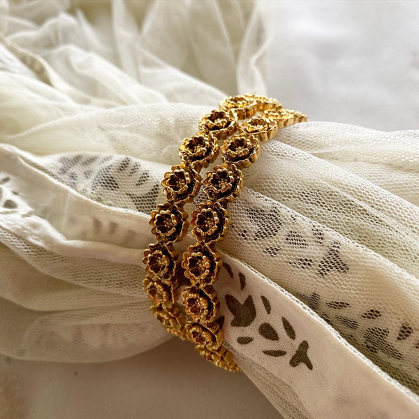 Antique floral bangles - set of 2 - Adorna