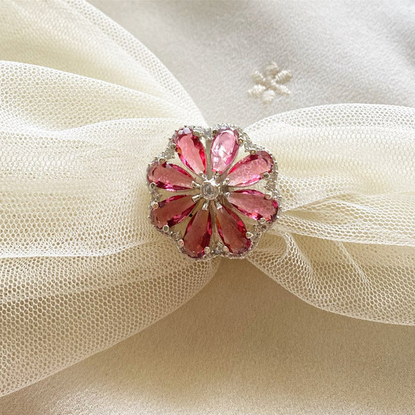 Full bloom CZ finger ring - size adjustable - Adorna