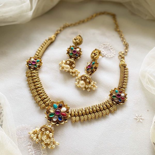Navratna Peacock mottu Jumkhas set
