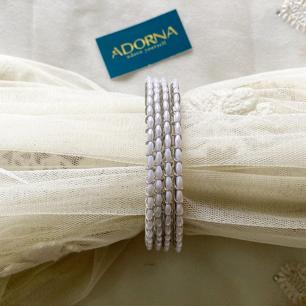 Rice pearl fancy bangles - set of 4 - Adorna