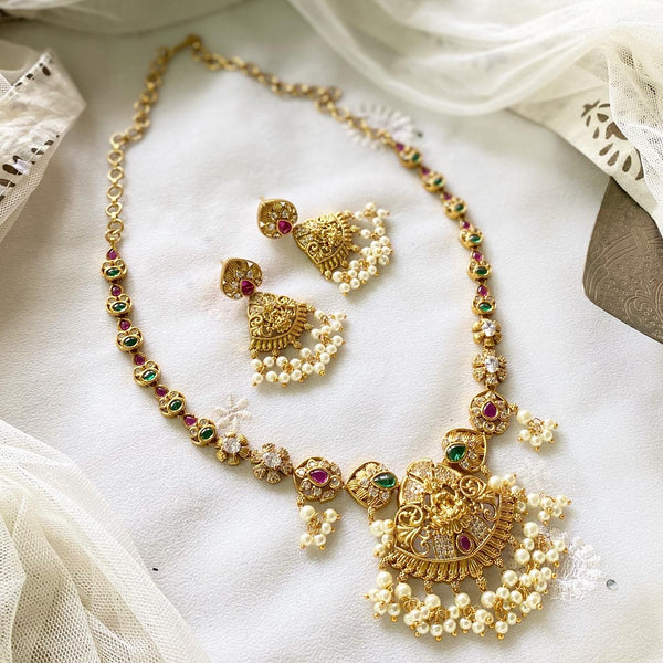 Antique Lakshmi flower CZ short - Adorna