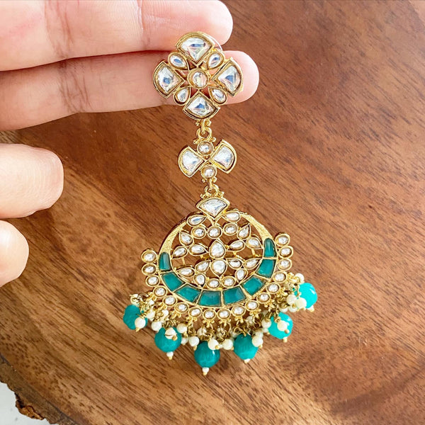 Polki Chatvaari long earrings - Adorna