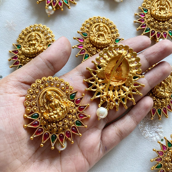 Matte kemp Lakshmi tear drop spike Jada billai - Adorna