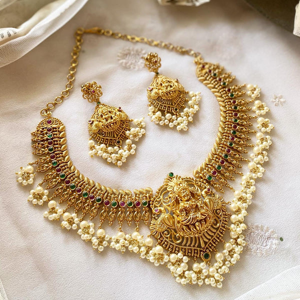 Antique matte Lakshmi Filigree short set - Adorna