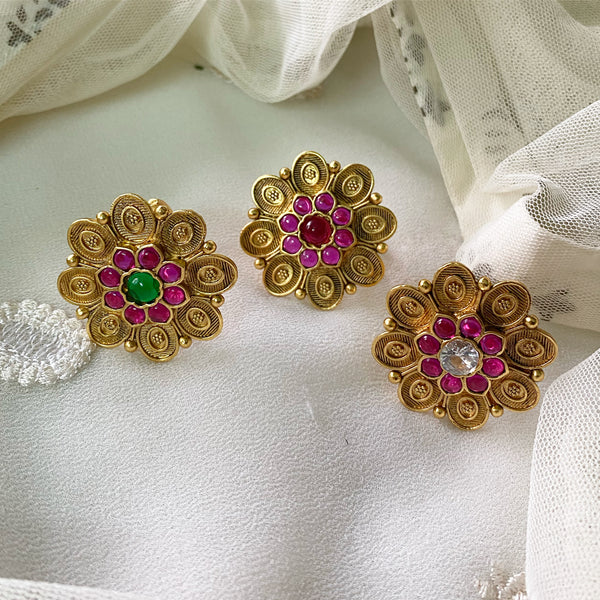 Antique kemp flower finger ring - Adorna
