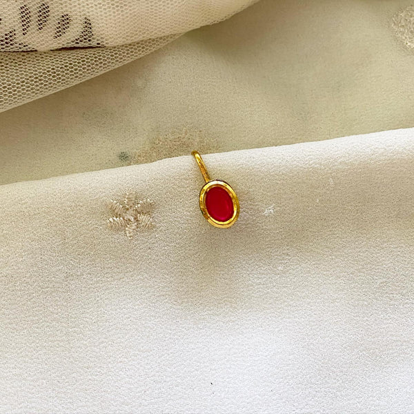 Kundan Oval nath/nose clip on - Adorna