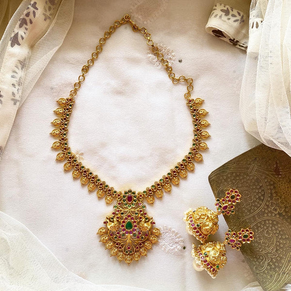 Antique matte floral kemp Lakshmi short set - Adorna