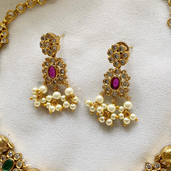 Antique Navratna Gajendra gutta short set - Adorna