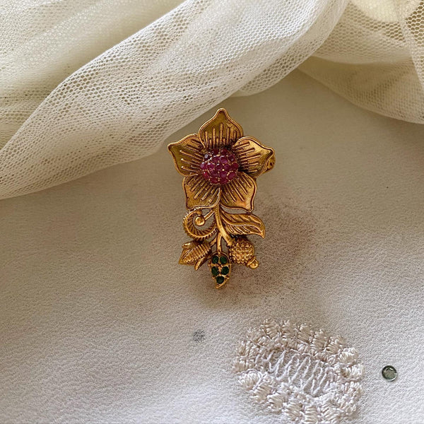 Matte flower vine finger ring - Adorna