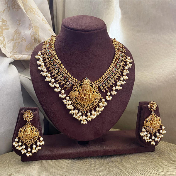 Antique matte Lakshmi Filigree short set - Adorna