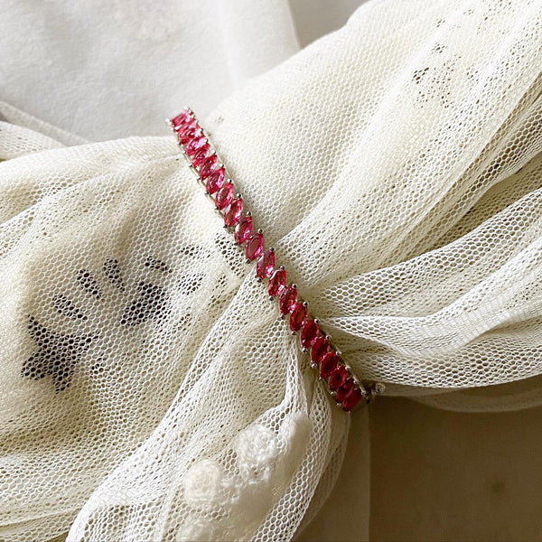 Silver CZ slant row bracelet - Adorna