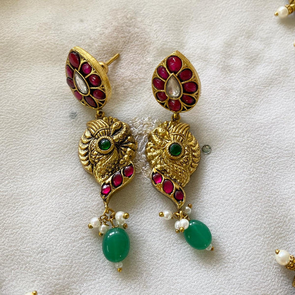 Kundan Jadau Lakshmi Peacock short neckset - Adorna