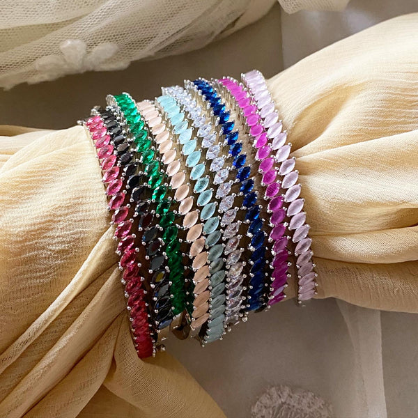 Silver CZ slant row bracelet - Adorna
