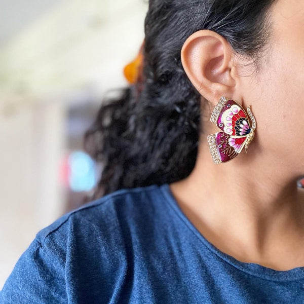 Maroon Butterfly studs