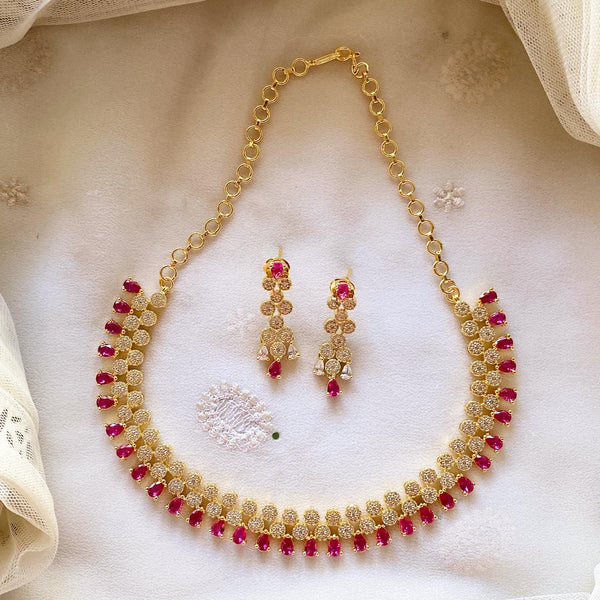 Ruby tear drop Nakshatra short set - Adorna