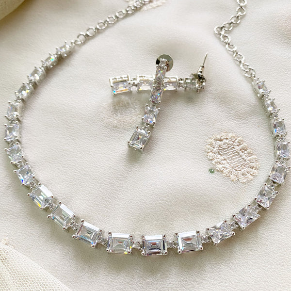 Silver rectangle glitter short set - Clearance - Adorna