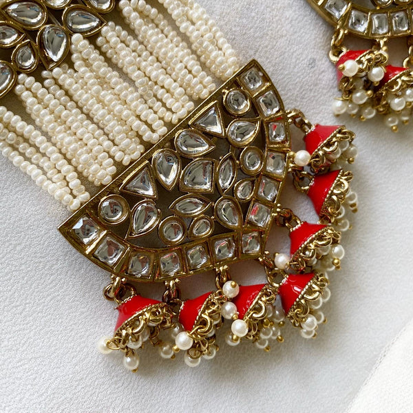 Maharani Polki Pearl jumkhas danglers - Adorna