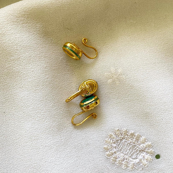 Kundan Oval nath/nose clip on - Adorna