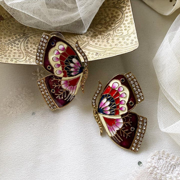 Maroon Butterfly studs