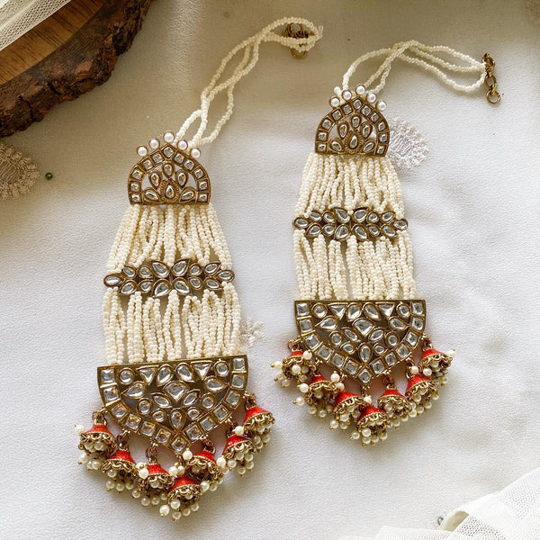 Maharani Polki Pearl jumkhas danglers - Adorna