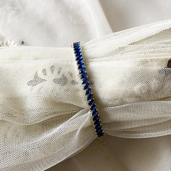 Silver CZ slant row bracelet - Adorna