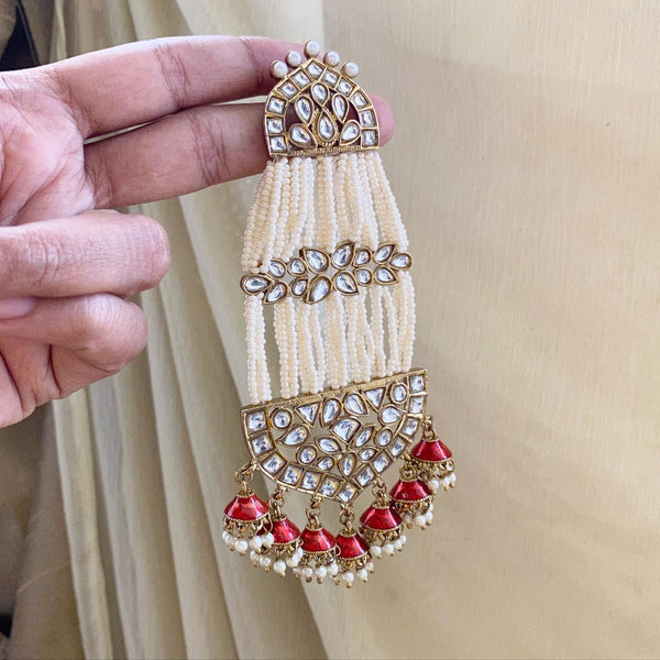 Maharani Polki Pearl jumkhas danglers - Adorna