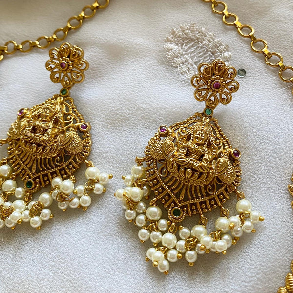 Antique matte Lakshmi Filigree short set - Adorna