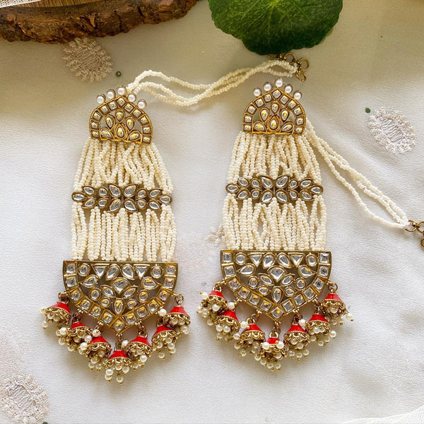 Maharani Polki Pearl jumkhas danglers - Adorna