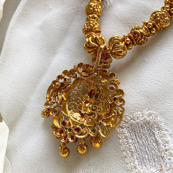 Matte Lakshmi floral beaded mala set