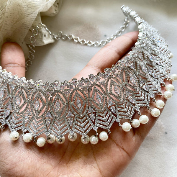 Silver AD Aztec bridal choker set - Adorna