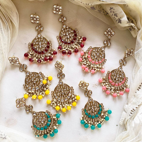 Polki Chatvaari long earrings - Adorna