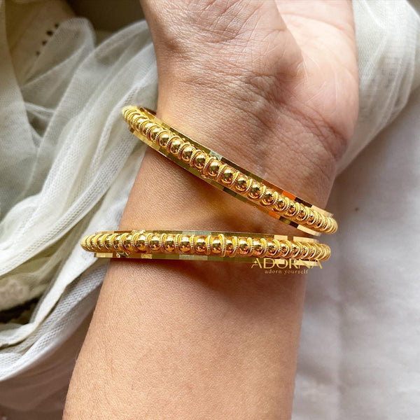 Gold sphere spring bangles - set of 2 - Adorna