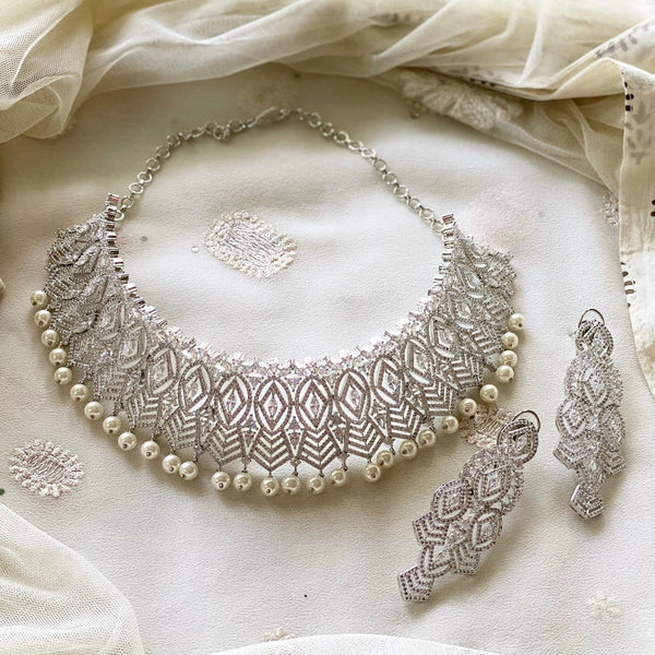Silver AD Aztec bridal choker set - Adorna