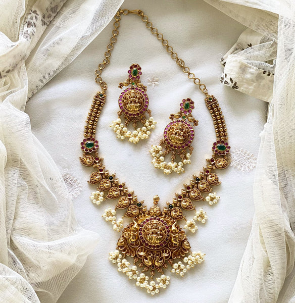 Antique matte Lakshmi Gajendra kemp short set - Adorna
