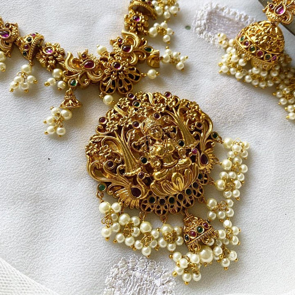Antique matte Lakshmi short haaram set