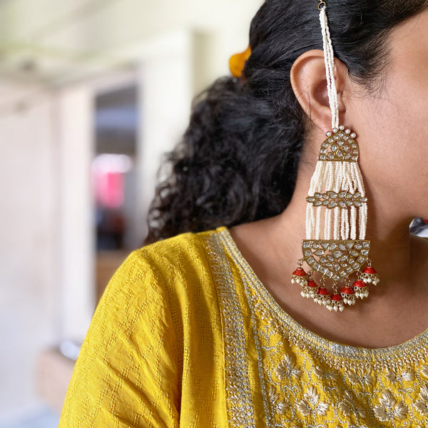Maharani Polki Pearl jumkhas danglers - Adorna