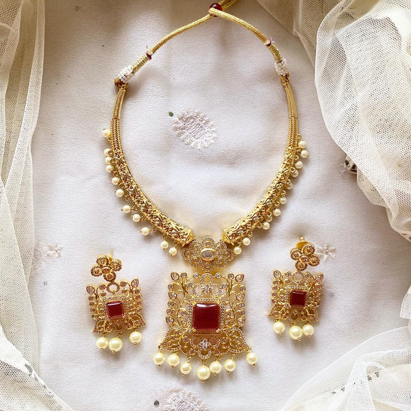 Gold finish AD designer pipe short set - Ruby - Adorna
