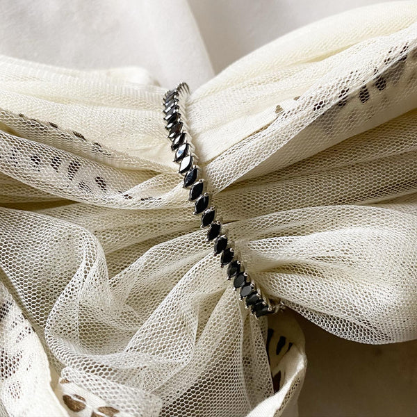 Silver CZ slant row bracelet - Adorna