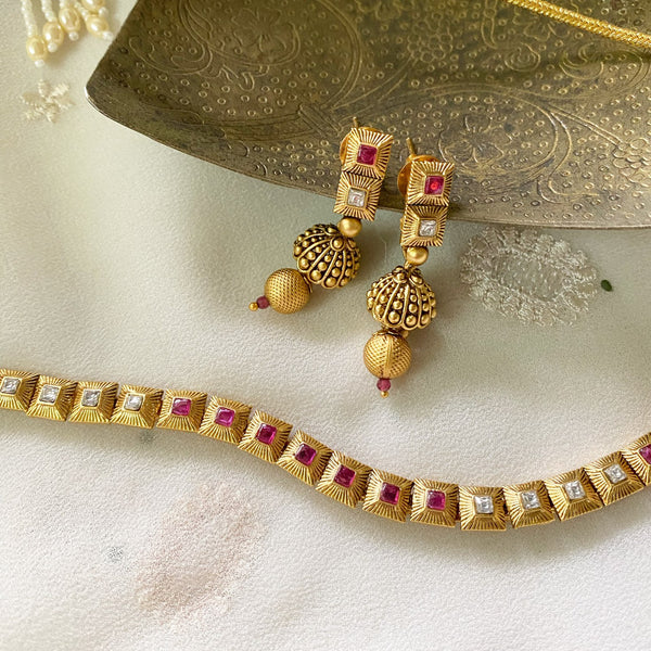 Ruby-White Square Rays short set - Adorna