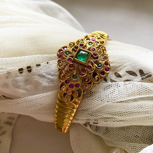 Antique matte kemp kada/bracelet - Green square - Adorna