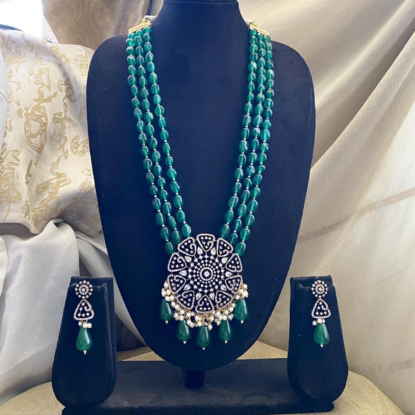Victoria full bloom Green mala set - Adorna