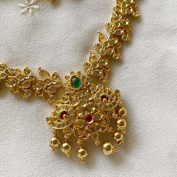 Sparkly CZ studded gold floral short set - Adorna