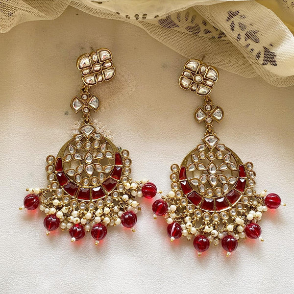 Polki Chatvaari long earrings - Adorna