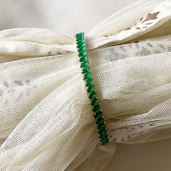 Silver CZ slant row bracelet - Adorna