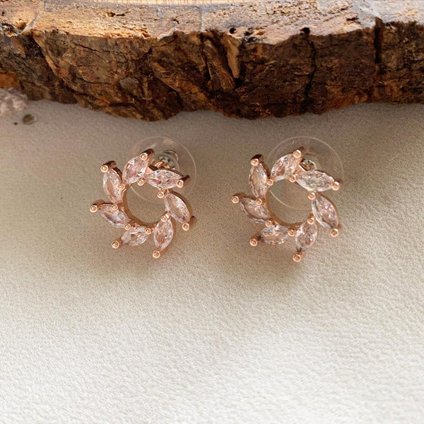 Rose gold Swirl flower studs - Adorna