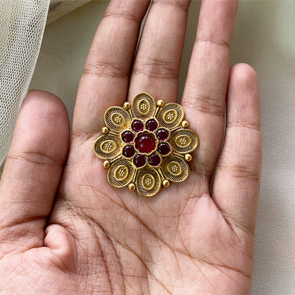 Antique kemp flower finger ring - Adorna