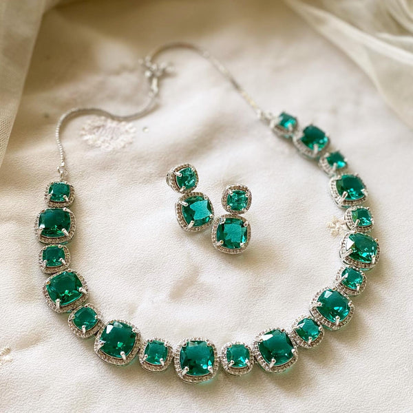 Faux Diamond Doublet neckset - Two Teal - Adorna