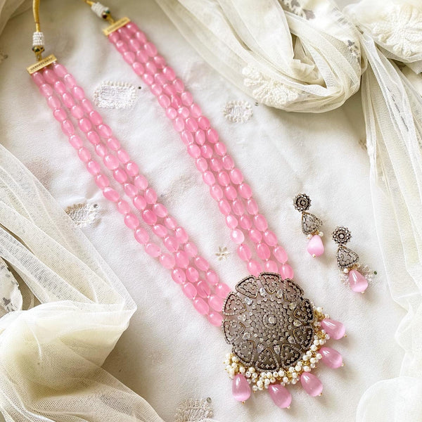 Victoria full bloom Pink mala set - Adorna