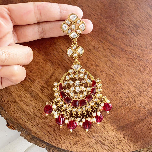 Polki Chatvaari long earrings - Adorna