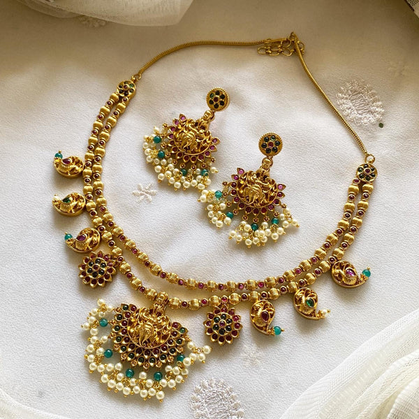 Antique matte layer Lakshmi 3D Gajendra set - Adorna